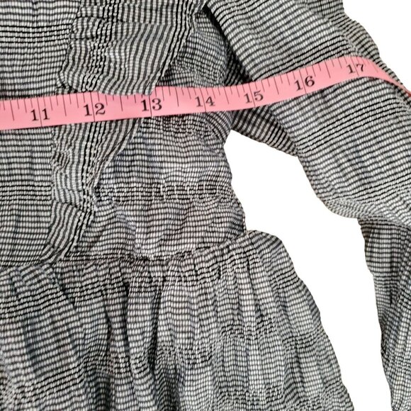 NWT Anthropology Moon River Black White Gingham Ruffled Long Sleeve Mini Dress S - Picture 11 of 13